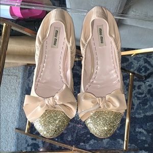 Miu miu bow sparkle flats